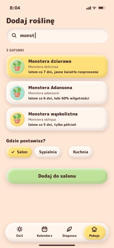 Ekran Dodaj roślinę