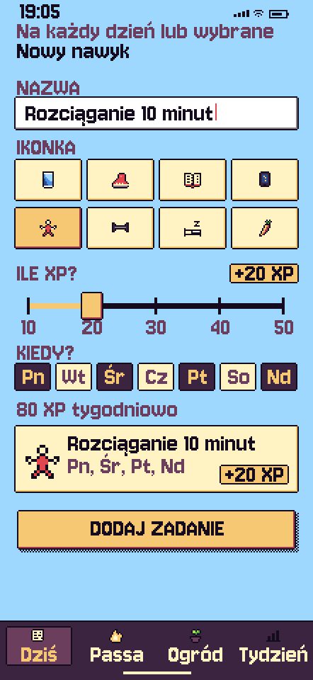 Ekran Nowy nawyk