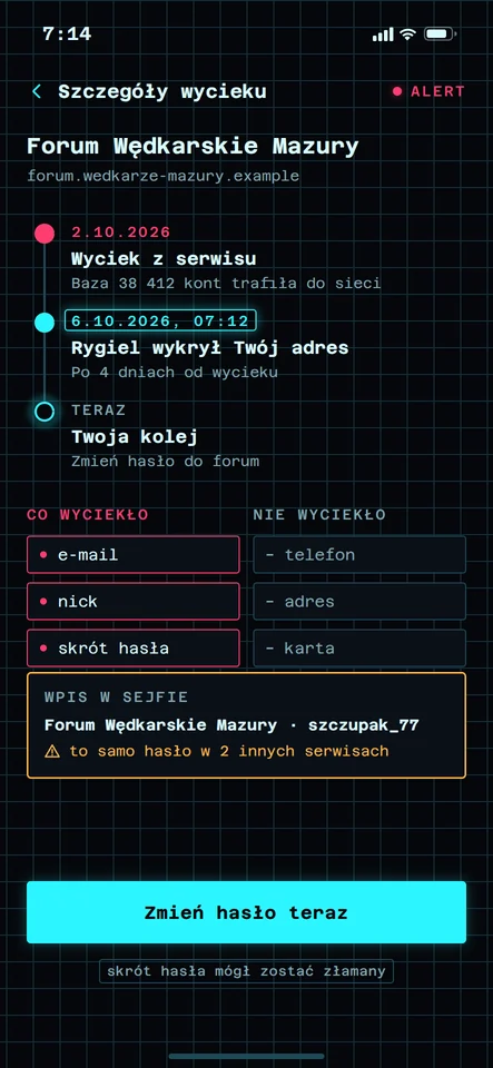 Ekran Wyciek z bliska