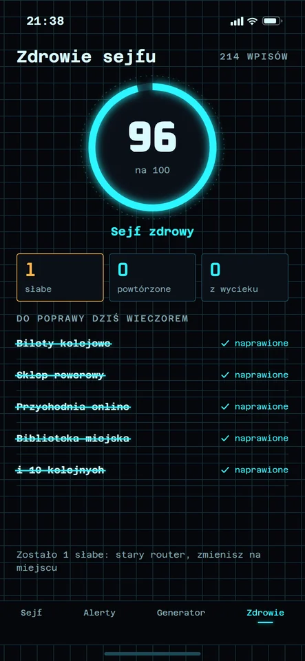 Ekran Zdrowie sejfu