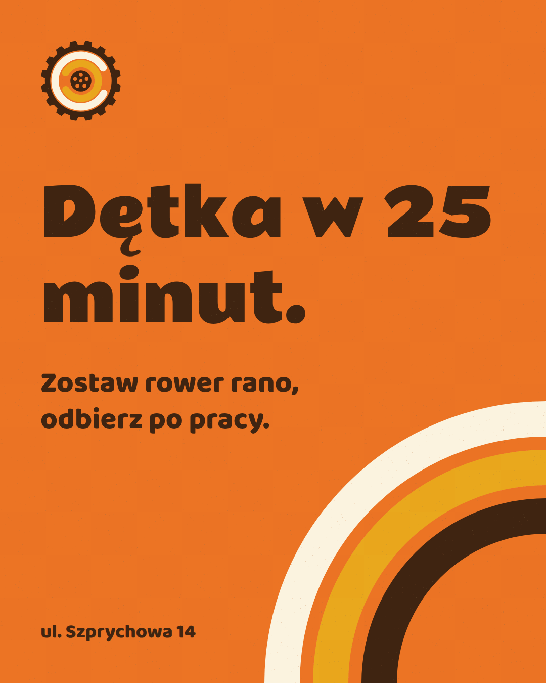 Post w mediach społecznościowych: Dętka w 25 minut. Zostaw rower rano, odbierz po pracy.